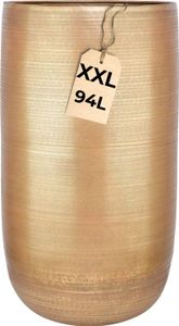 Marrakesch XXL Aluminium Blumenkübel Bodenvase 71 cm Hoch gold Matt | Pflanzentopf Blumensäule 94 L groß rund für Outdoor Indoor | Blumentopf Blumentöpfe Camiel für Garten Balkon & Wohnzimmer