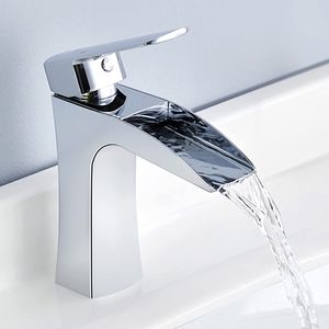 Wasserhahn Bad Wasserfall Badarmatur aus Messing Mischbatterie Waschtischarmatur Waschbeckenarmatur für Badezimmer