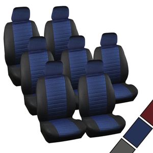 WOLTU 7232-7 Sitzbezug Auto Einzelsitzbezug universal Größe, 7er-Set,schwarz/blau