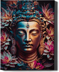 Ach, umění! - Sada pro malování podle čísel - 40x50 cm, s dřevěným rámem a štětci "Buddha" DIY