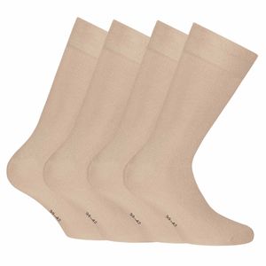 Rohner Basic Uni Socken, 4er Pack - Bambus, Kurzsocken Beige 39-42