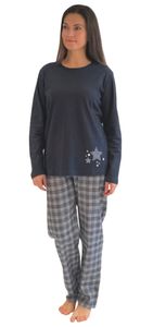 Damen Flanell Pyjama Mix & Match - Oberteil mit Sterne Motiv - auch in Übergrößen, 281 201 90 994