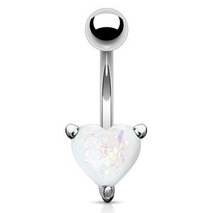 Bauchnabelpiercing Herz Heart Opal Glitzer Zirkonia Kristall Autiga® silber-weiß