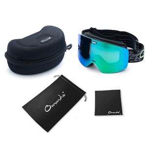 Skibrille mit Double Zylindrische Linse OTG Anti-Kratzer und Anti-Nebel UV400 Schutz Ski Goggles Snowboardbrille Schneebrille Sportbrille für Herren Damen Grün