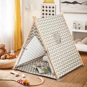 SoBuy OSS02-HG Spielzelt Zelt für Kinder mit 2 Türen und einem Fenster Spielhaus hellgrau BHT ca.: 104x110x100cm
