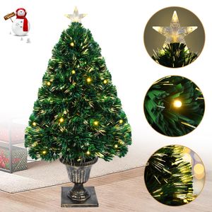 LZQ 90cm Künstlicher Weihnachtsbaum mit Glasfaser LED Beleuchtung Tannenbaum Christbaum 8 Leuchtmodi Weihnachtsdeko Deko Haustür