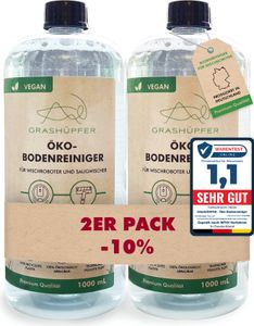 2er Set - GRASHÜPFER® Wischroboter Reinigungsmittel I Öko-Bodenreiniger Mittel 2 x 1000 ml "Tropische Früchte Duft"