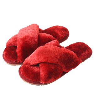 Dámske plyšové zimné huňaté papuče Teplé pohodlné papuče s otvorenou špičkou, 50 % EVA, ružové, 40-41