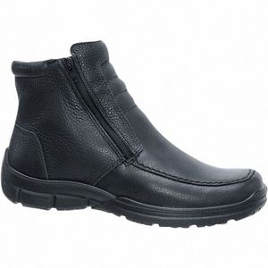 Jomos Herren Leder Lammfell Stiefel schwarz, Extra Weite, 11 cm Schaft, Lammfellfutter