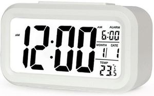 Digitaler Wecker LED Digital Digitaluhr Wanduhr Datum Temperatur 12h 24h USB 3D Alarm Clock Schlafzimmer Büro Dimmbar Zeit Uhr Weiß Retoo
