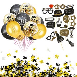 Oblique Unique 30. Geburtstag Party Feier Deko Set - Ballons + Fotorequisiten + Konfetti