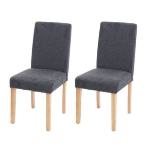 2x Esszimmerstuhl Stuhl Küchenstuhl Littau  Textil, anthrazitgrau, helle Beine