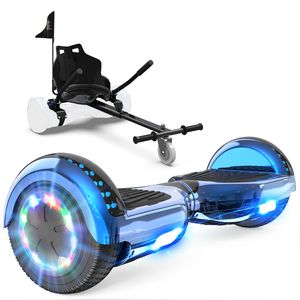 GeekMe Hoverboard mit Sitz, Hoverboards 6.5 Zoll Hoverkart,Hoverbaords Go-Kart mit Bluetooth-Lautsprecher LED-Leuchten, Geschenk für Kinder Jugendliche Erwachsene