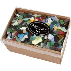 Creativ Company - Bastelmaterialien bunte Glas Mosaiksteine klein - Inhalt 2 kg, Durchmesser ca. 8-20mm - 55527