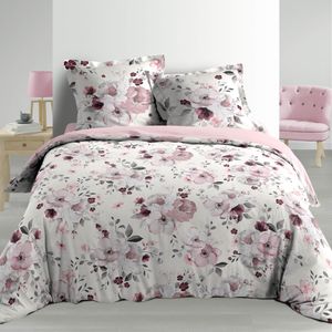 3tlg. Luxus Perkal Bettwäsche 240x220 Baumwolle Bettdecke Übergröße Bezug Blumen