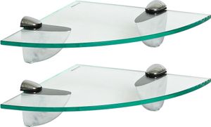 Schwimmende Badezimmer-Eckregale aus Glas – 20 cm – Chrom – 2er-Pack