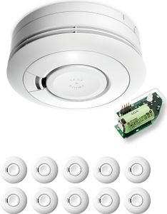 10x Ei Electronics Ei650RF Funkrauchmelder - Set aus funkvernetzbarem Rauchwarnmelder und Funkmodul - Bestnote Stiftung Warentest