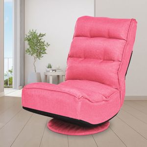 Podlahová stolička COSTWAY 360° otočná podlahová stolička s 5-násobne nastaviteľným operadlom Podlahová pohovka 150 kg zaťažiteľná lenivá pohovka ružová