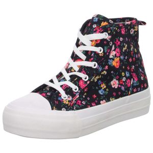 Sneakers Damen-Leinenstiefel Schwarz Blumen, Farbe:schwarz, EU Größe:40