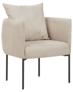 BELIANI Sessel Hellbeige Leinenoptik mit Schwarzen Metallbeinen Kissen Elegant Retro Stil für Wohnzimmer