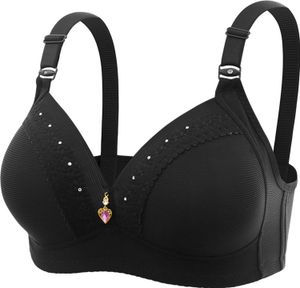 Damen-Bralette ohne Bügel, gepolstert, breite Träger, einfarbig, atmungsaktiv, Push-Up, vollständige Abdeckung, bügelloser BH für Damen mittleren Alters
