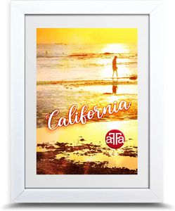 aFFa frames, California, Bilderrahmen aus Kunststoff, Fotorahmen, Rechteckig, mit Acrylglasfront, HDF-Hintergrund, Weiß, 15x20 cm