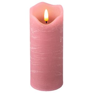 Lumineo LED Wachskerze Pink mamoriert 17 cm - Echtwachs