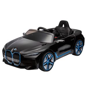 okwish Elektrofahrzeuge BMW i4 Kinder Elektroauto mit 2,4G-Fernbedienung für Eltern, Kinderauto für Kinder mit Leistungsanzeige, USB, MP3, Bluetooth, LED-Licht(drei Geschwindigkeiten einstellbar), Schwarz