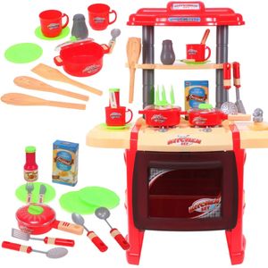 Malplay Rotte Kinderküche Mit | Ofen Wasserhahn Zubehör Geschirr | Rollspiel Ab 3 Jahren