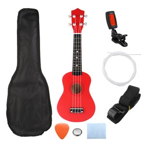 MECO Sopran Ukulele für Kinder und Erwachsene Anfänger Starter Set Kit mit Tasche 21" Hawaii Gitarre Rot mit Nylon Saiten