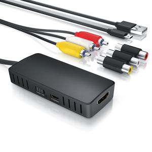 CSL RCA auf HDMI Konverter, AV Composite Adapter, kompatibel zu Pal und NTSC, Ausgabe 720p und 1080p FullHD, Ladekabel, für Videokameras Videorekorder Spielekonsolen, Audio Video Adapter