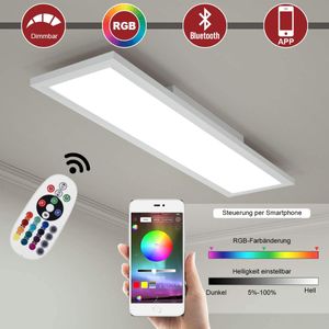 COSTWAY LED-Deckenleuchte RGB-Lichtpaneel mit App-Steuerung Bluetooth mit Fernbedienung Lichtwechsel bunt & dimmbar 2700K-6000K 18W 1300 Lumen 196 Leuchtmittel 30000H