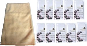10 x Oshibori Wellness Frotteetuch Erfrischungstuch + Microfaserhandtuch Sports Towel Reisehandtuch 34cmx 80cm Farbe beige
