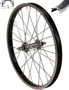 REDONDO 20 Zoll Vorderrad Laufrad Fahrrad Kasten Felge Schwarz