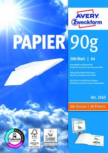 Avery Format Papier A4 90 g/m² 500 Sheets, 210 x 297 mm