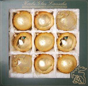 Krebs Glas Lauscha Christbaumkugeln Gold - groß - 4er Boxset - Größe ca. 10cm