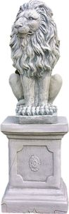 Löwe mit Sockel aus Steinguss als Set perfekt für den Garten die Terrasse oder den Vorgarten ist Frostfest Witterungsbeständig und Neu 91cm H, 1552uPO-74
