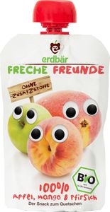 erdbär FRECHE FREUNDE Quetschmus Apfel Mango Pfirsich 100g erdbär FRECHE FREUNDE Quetschmus Apfel Mango Pfirsich 100g