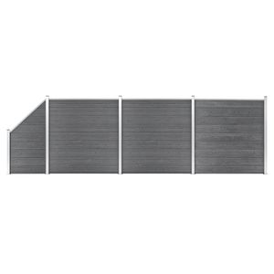 Prolenta Premium  WPC Zaun-Set 3 Quadrate + 1 Schräge 619x186 cm Grau