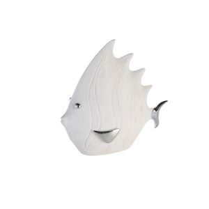 GILDE Dekorace postava Ryba bílá, stříbrná v. 32 cm,59836