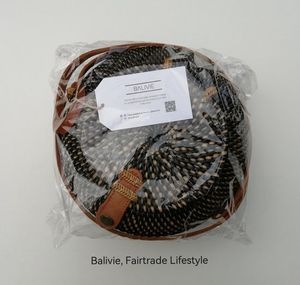 Balivie - Tasche - Umhängetasche - Ladies Crossbody - Rattan - Korbmodell - Durchmesser 20 cm - Ledergriff - Batikfutter