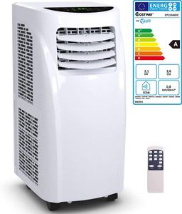 COSTWAY 4in1 mobile Klimaanlage 7000BTU für 20 ㎡, Entfeuchter Klimagerät 63db mit Schlafmodus, Fernbedienung, Timer & 1,5m Abluftschlauch, 17-30℃ R290, EEK A