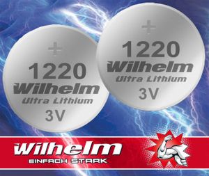 2 x CR1220 WILHELM Blister Lithium Knopfzelle 3V 40mAh ø12x2,0mm Batterie DL1220