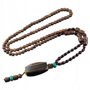 NEPAL Buddhistische Holz-Halskette MALA Amulett Handgemachte Perlen