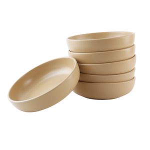 OTIX Tiefe Teller Suppenteller 6er Set 19cm Beige Keramik ORCHID