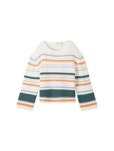 Tom Tailor knit pullover structured 34855 green orange multicolor strip S
