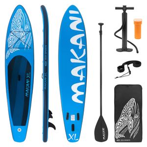 ECD Germany Aufblasbares Stand Up Paddle Board Makani XL | 380x80x15 cm | Blau | aus PVC | bis 150kg | Pumpe Tragetasche Zubehör | SUP Board Paddling Board Paddelboard Surfboard | verschiedene Modelle