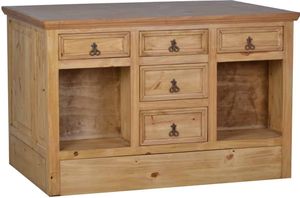 MiaMöbel Küchenmodul Mexico Möbel 141x91x95 cm Landhausstil Massivholz Pinie Honig