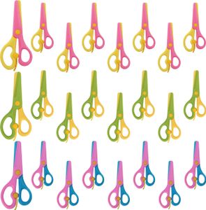 Belle Vous Kinderscheren-Set - 24x farbige Kinderschere mit abgerundeter Spitze - 13,5 cm - Für Rechts- und Linkshänder - Bastelschere Kinder -