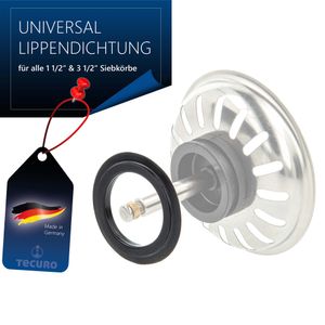 tecuro Universal Lippendichtung Ø 43 mm, für Siebkörbchen - Siebkorbventil - Dichtung für Küchenspüle